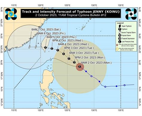 PAGASA: Signal No. 1 up over 5 areas as Jenny further .